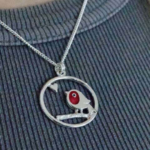 Handcrafted Scottish jewellery - Wee Robin Redbreast pendant